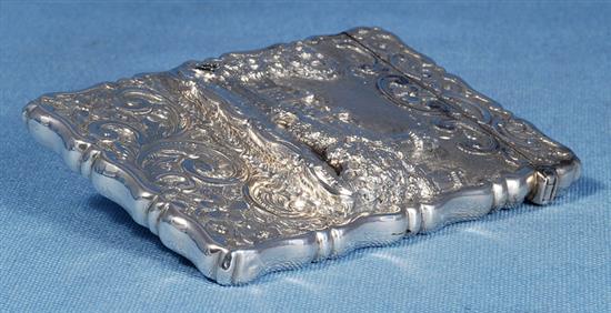 An early Victorian silver Castle top card case of Warwick castle in high relief, by George Unite, height 97mm, width 68mm, weight 65